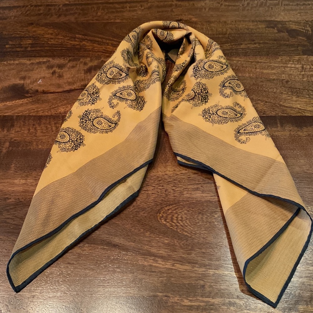 Vintage Black and Tan paisley print scarf